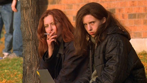 IMAGE: Brigitte and Ginger smoke outside