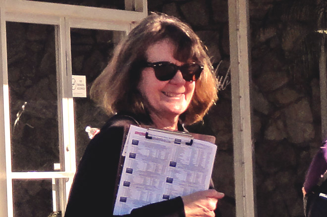 IMAGE: Recent photo of Sally Cruikshank in sunglasses