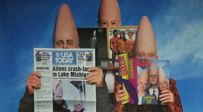 IMAGE: Coneheads with magazines